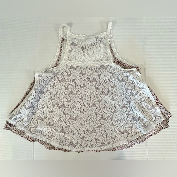 Maurice’s Medium Lace Bib Floral Under Design Flowy Double Layered Tank Top M - Picture 2 of 8